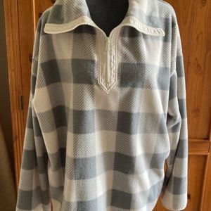 Chaps by Ralph Lauren Gray & White Buffalo Plaid Fleece Pullover
